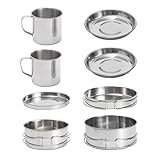 Garvee Batterie de cuisine camping 8 pièces inox – Kit léger et robuste avec...