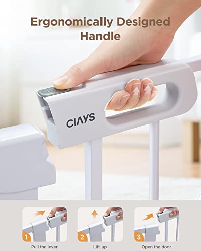 Ciays 29.5” To 46” Safety Baby Gate, Extra Wide Auto-Close Dog Gate For Stairs, Easy Walk Thru Indoor Pet Gate For Doorways And Rooms, White Child Gate Easy Pressure Mounted Installation #TOP3