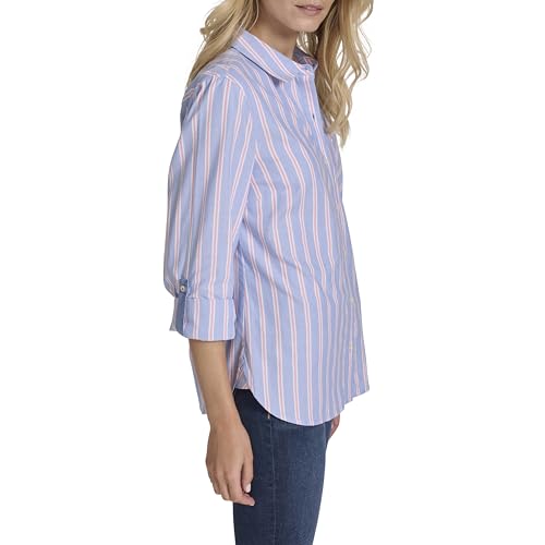 Image of Nautica Women's Button Front Long Sleeve Roll Tab Shirt
