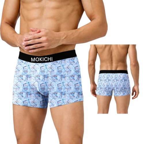 Image of Men's Printed Boxer Briefs | Soft Stretch Comfortable Trunks with Elastic Waistband | Breathable Everyday Innerwear for Men | Assorted Multicolor Prints | Pack of 4