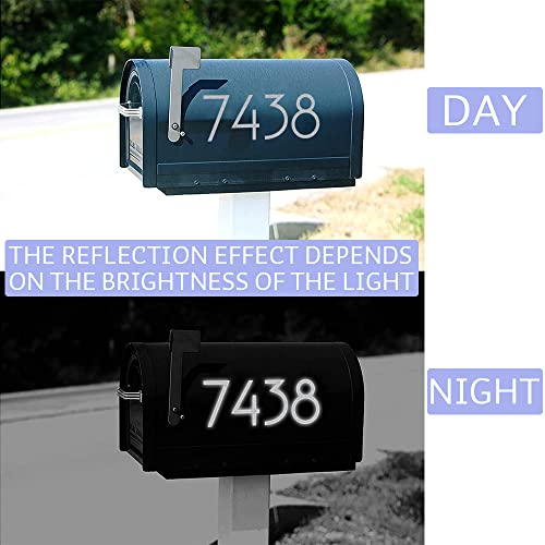 Flywalld 2 Set White Reflective Mailbox Numbers Decal Vinyl Number Stickers Self Adhesive Mailbox, Signs, Window, Door, Home,House, Business, Address Number,Housewarming Gift #TOP4
