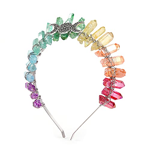 Bubbmi Natural Crystal Rhinestone Tiara Headband, Quartz Hairband for Photography Women Girls