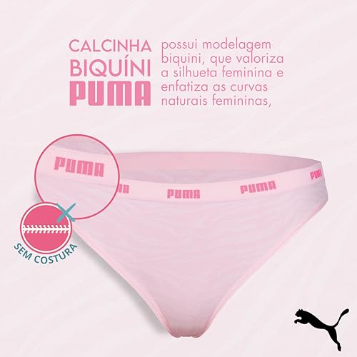 PUMA Conjunto Sem Costura Calcinha e Sutiã Top Feminino Bojo Removível Adulto.