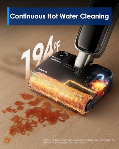 Tineco FLOOR ONE S9 Master Odkurzacz do odkurzania na mokro/sucho, skrobak StreakFree, technologia ThermoBlast, mopowanie gorącą wodą, 9,9 cm, ssanie o sile 23 kPa, System samoczyszczenia FlashDry