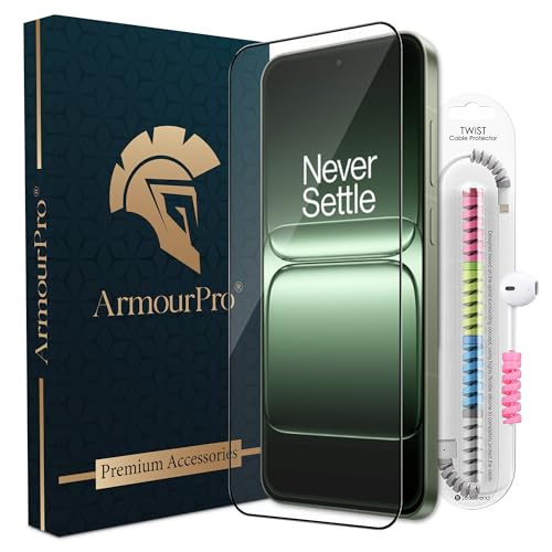Image of ArmourPro Military-Grade Tempered Glass for OnePlus 13s - 9H Anti Scratch, Edge-to-Edge Coverage, HD Clarity, Smooth Touch, Case Friendly, Easy Installation Kit with Cable Protector