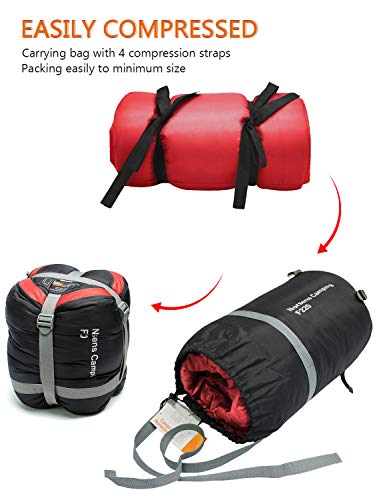Saco de dormir NORSENS para acampamento – Saco de dormir leve e compacto para adultos, crianças – 3