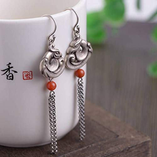 Boucles d'oreilles ethniques paon en argent 925 style rétro thaïlandais