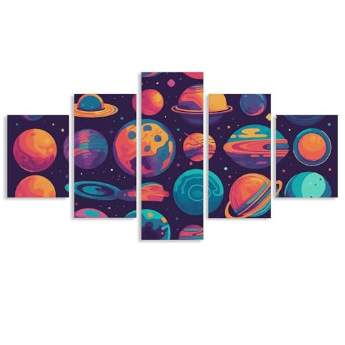 Décoration murale tendue planètes : sublimez vos murs vides avec cet art moderne en 5 volets