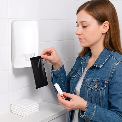 Image of Qinyoung Feminine Hygiene Disposable Bags Holder with 100 Pcs Hygiene Period Bags Care Products Dispenser for Tampons and Sanitary Pads for Home & Business Bathrooms
