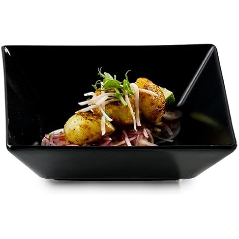 Viejo Valle Midnight Square Bowls Black 17.5cm - Pack of 6 | Stoneware Bowls Cover