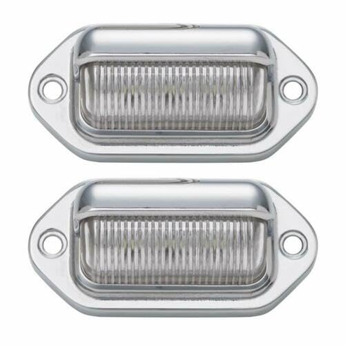 2pc Trailer 6 LED License Plate Lights [DOT FMVSS 108] [SAE L] [Chrome-Finish] [Surface Mount] [Waterproof] [12V DC] Courtesy Step License Plate Tag Light for UTV ATV Trailer Truck RV Boat [2.6"x1.3"]