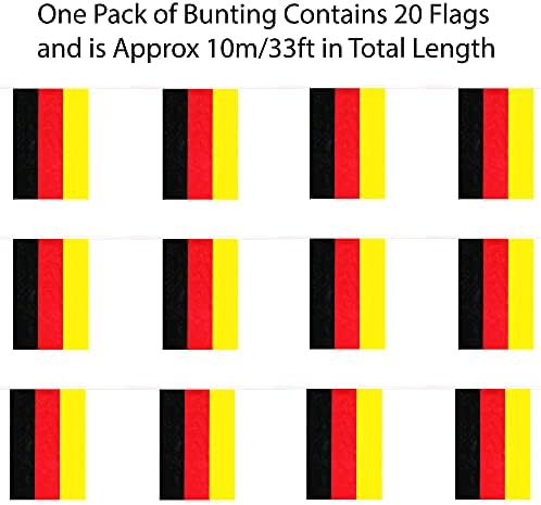 Germany Flag Bunting and Flag Set - German - All Weather Bunting Approx 10m 30ft - 20 Flag - Large Flag with Grommets Approx 5 Ft x 3 Ft - Football, Rugby Events - Parties - Outdoor Sporting Events