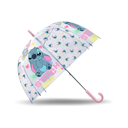 Paraguas infantil transparente de campana Stitch 46 cm con apertura automática