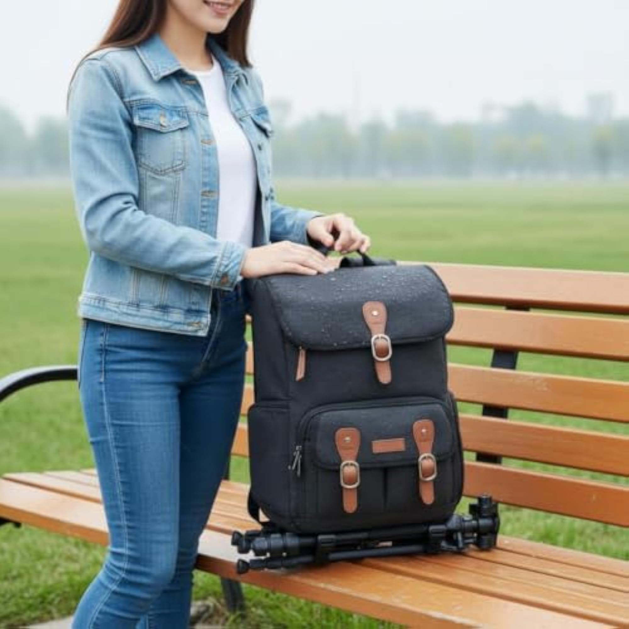 Water Resistant Camera Backpack with Customizable Dividers