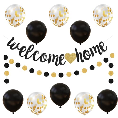 Welcome Home Deko Willkommen Zuhause Deko Set Welcome Home Ballon Girlande Willkommen Home Girlande mit Welcome Home Banner Luftballons für Familie Party Einweihungs Party Zuhause Geburt