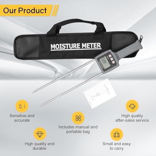 Image of LABART TK100H Portable Hay Moisture Tester, Precise and Fast Measurements With Probe, Hay Moisture Meter For Froage Grass, Leymus Chinensis, Alfalfa and Other Hays