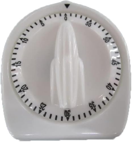 SaiDian 1 reloj mecánico de cocina temporizador de 60 minutos, temporizador de cocina blanco con alarma de campana para cocina sala de estudio (no