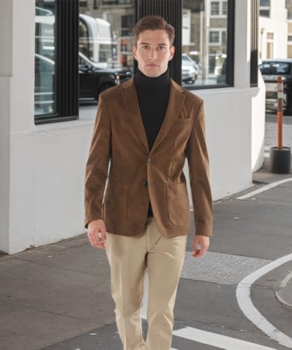 Mens Formal Corduroy Blazers Casual Suit Jacket for Men Vintage Slim Fit Work Wear Notched Lapel Sport Coat4