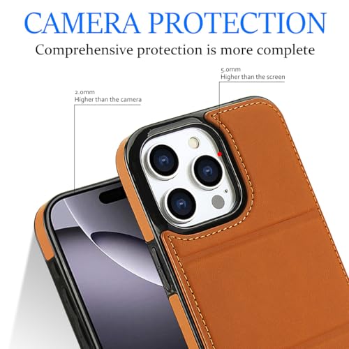 Étui portefeuille en cuir marron pour iPhone 13 housse de protection à rabat magnétique - 4