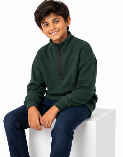 Image of T2F Boys Cotton High Neck Oversized Fit DropShoulder Sweatshirt