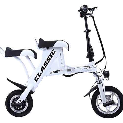 Foke折りたたみ式リチウムイオン電動自転車(二人乗り)は、男女兼用のコンパクトなミニスクーターです 三段変速、LEDヘッドライト、液晶ディスプレイを搭載 男女兼用の学生向けの超軽量通勤用スクーターです (ホワイト,10A)
