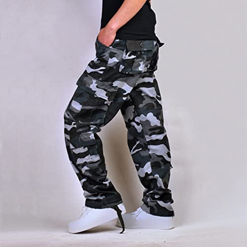 Muscularfit Baggy Cargo Pants for Men 2023 Casual Loose Multi Pockets Camouflage Trouser Lounge Buckle Zipper Camo Sweatpants3