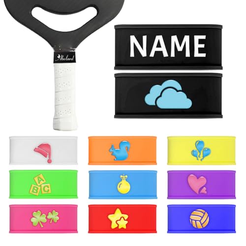 2 Stück Personalisiertes Pickleball Griffband - Individuelles Silikon Namensband - Passt auf alle Schlägergriffe - Pickleball-Zubehör - Geschenke für Pickleball Liebhaber - Schwarz