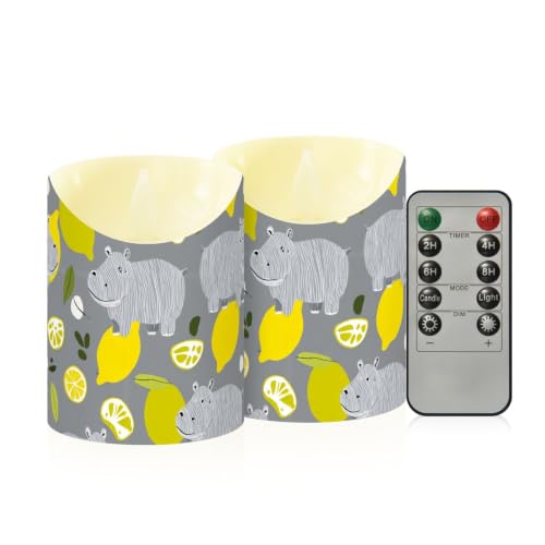 Image of tplaotee Christmas Tabletop LED Candles Hippo Lemon Gray