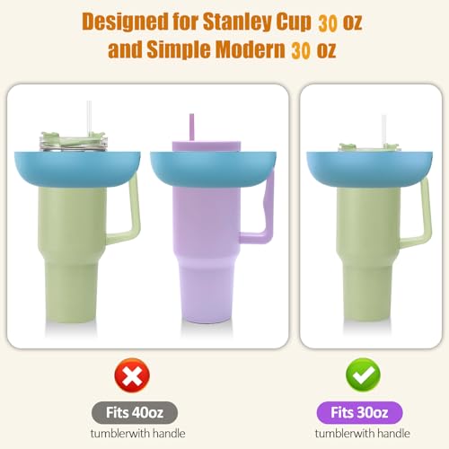 Snack Bowl for Stanley Cup 30 oz with Handle-Perfectly Compatible with Stanley Quencher H2.0 Tumbler 30 oz with Handle, Reusable Silicone Snack Tray, Stanley cup accessories (Cream Snack Bowl)