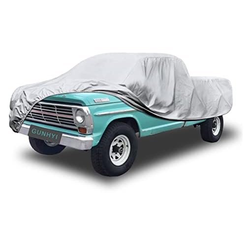 Pickup Truck Cover Waterproof All Weather, 6 Layer Full Size Cover Universal Fit Chevy S10/C10, Ford F100, RAM 1500, Silverado 1500, Tacoma Regular Ca