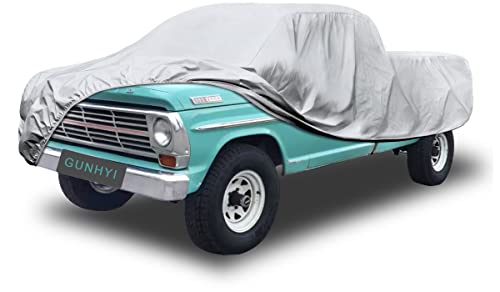 Image of GUNHYI Pickup Truck Cover Waterproof All Weather, 6 Layer Full Size Cover Universal Fit Chevy S10 /C10, Ford F100, RAM 1500, Silverado 1500, Tacoma Regular Cab Single Cab (Truck, up to 210 inch)