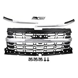 YEQSHNG Chrome Bumper Grille Compatible With 2022-2024 Chevy Silverado 1500 Front Bumper Grill Replacement 85516947