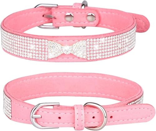 Collier mignon avec nœud brillant pour chiens de petite taille