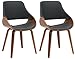 CLP Sedie da Pranzo Set 2 Vangale, con braccioli e Schienale, Imbottite, Struttura in Legno Curvo Effetto Noce, Colore:Noce/Nero, Materiale:Ecopelle immagine