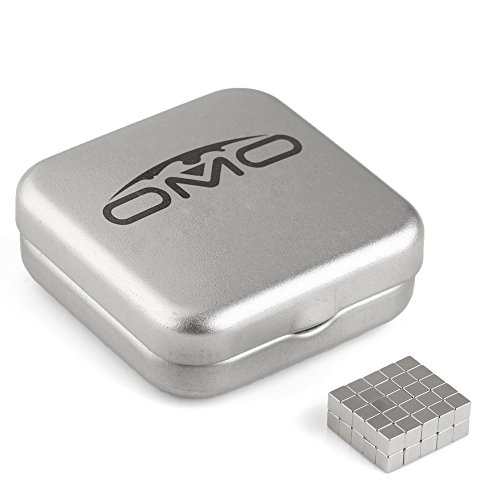OMO Magnetics ネオジウム磁石 ネオジムマグネット N35 角型 方形 3.4x3.4x3mm ニッケルメッキ 専用ケース付き 科学実験 生活収納 オフィス汎用(50個セット)
