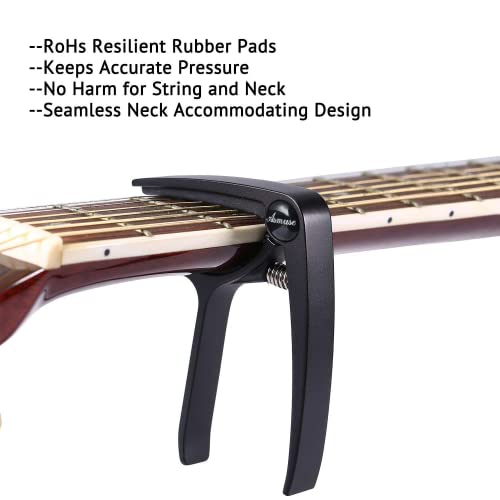 Asmuse Capodastre Guitare ➕ 3 MÉDIATORS Unique Utilisation à Une Main Changement Rapide en Alliage d’aluminium Noir… - Les Beatles, Paul McCartney, John Lennon, RIngo Starr, George Harrison Asmuse Capodastre Guitare ➕ 3 MÉDIATORS Unique Utilisation à Une Main Changement Rapide en Alliage d'aluminium Noir… – Image 4