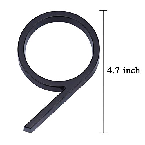 5 Inch Floating House Number 9, VONDERSO Black Metal Modern Outdoor Address Sign for Yard Street and Mailbox, Zinc Alloy Solid Address Numbers and Letters with Exquisite Drawing Process