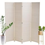 Room Dividers Folding Screen Partitions 4 Panel Privacy Screen, Partition Wall Tall Room Divider for Bedroom Study Portable Room Seperating Divider Home Furniture 17.7 Inches Wide,Natural
