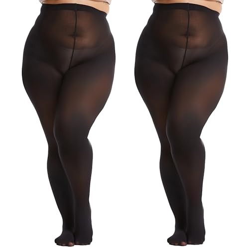 Image of Frola Plus Size Tights for Women Semi Opaque Control Top High Waist Stockings 60 Denier Women's Pantyhose 2X 3X 4X 5X