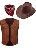 Kinder Jungen Western Cowboy Weste mit Kopftuch und Hut für Party