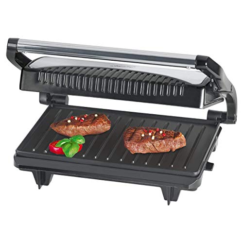 Clatronic MG 3519 Multigrill für beidseitiges, fettfreies Grillen, antihaftbeschichtete Grillplatten, Edelstahlgehäuse… – Bild 3