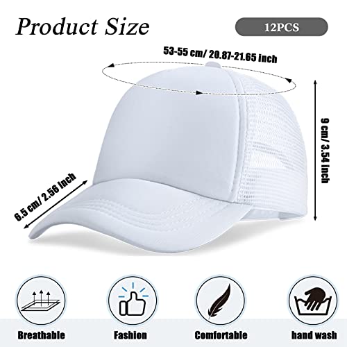 Image of Handepo 12 Pack Kids Trucker Hats Adjustable Mesh Caps Blank