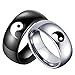 KnSam Bague Alliance en Acier 2PCS Yin Yang Argent Taille 67.5 & Noir Taille 54.5