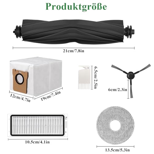 Bibemorol Accessories for Dreame L20 Ultra/L20 Ultra Complete/L30 Ultra Robot Vacuum Cleaner, 1 Main Brush, 6 Dust Bags, 4 Wipes, 4 Filters, 4 Side Brushes, 1 Cleaning Brush, Pack of 20 - Image 7