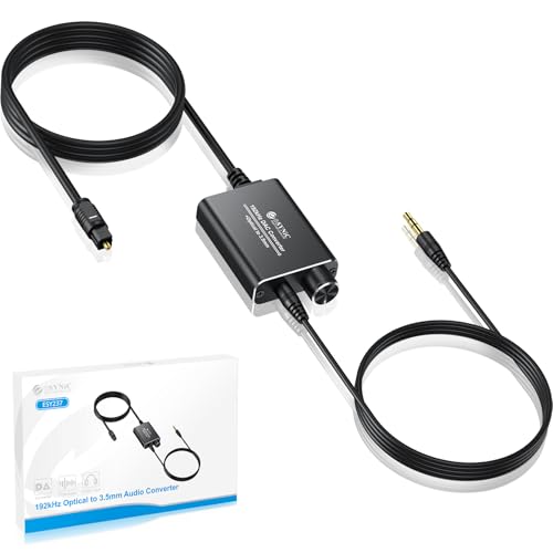 eSynic Portable Optical to 3.5mm/Aux Adapter-7 FT...