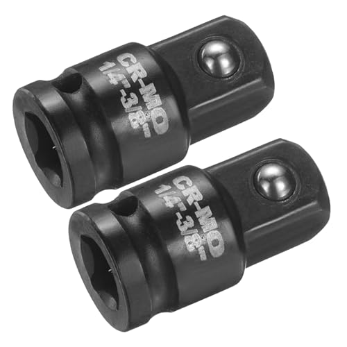 Image of sourcing map 2pcs Impact Socket Adapter 1/4" Female to 3/8" Male Square Drive Increaser Standard SAE CR-MO Steel Converter Impact Driver Ratchet Wrench Breaker Bar Conversion, Black