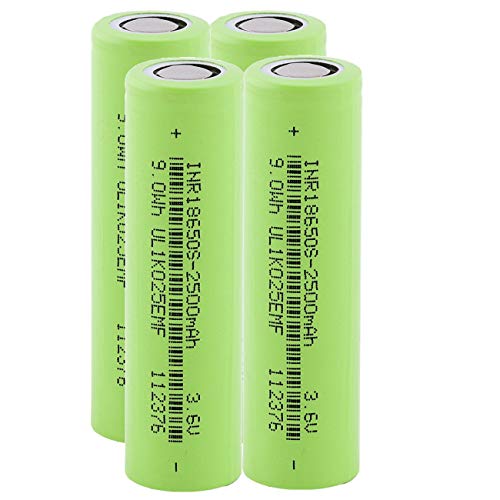 3.7v 4Pcs 2500mah Rechargeable Battery 15A (4-Pack) Flat Top for Led Flashlight doorbell