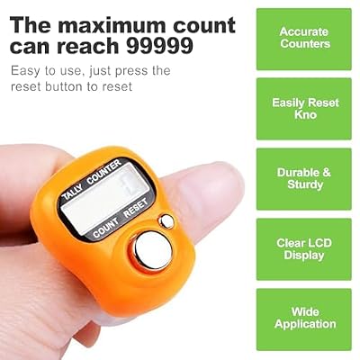 10-Pack Mini LCD Digital Finger Clicker Counter, 5-Digit Handheld Tally Counter for Knitting, Crochet, Lap Counting, Golf, Coaching, and Classroom Use