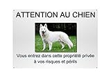  plaque attention chien berger blanc suisse en métal 29 x 20 cm env réf 33