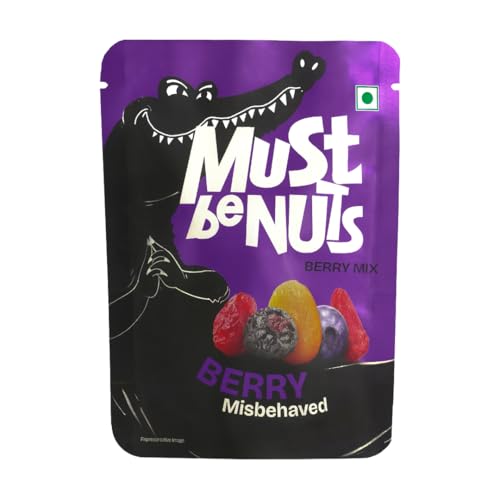 Must Be Nuts Berry Misbehaved | Sweet-Tangy Berry Mix | No Added Oil | Loaded with Cranberries, Blueberries, Goji & Apricots | Snack On-the-Go | 100% Veg | Pack of 5, 33g each